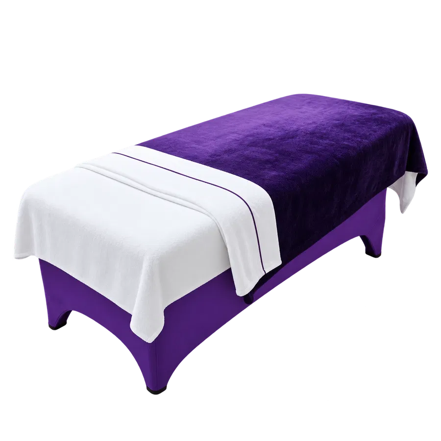 Juego Textil Morado con Sábana Blanca